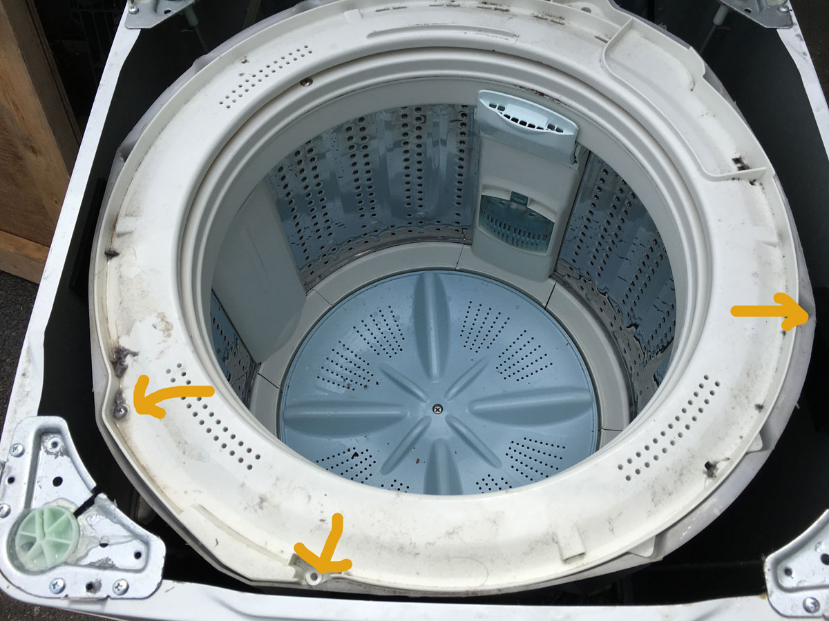 日立 8.0kg 洗濯機（NW-R801）洗濯槽の清掃、分解、取外し